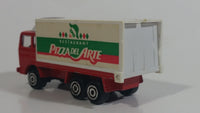 Majorette No. 265 Saviem Pizza Del Arte Restaurant Food Delivery Container Truck Red and White Die Cast Toy Car Vehicle with Opening Rear Door