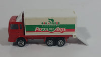 Majorette No. 265 Saviem Pizza Del Arte Restaurant Food Delivery Container Truck Red and White Die Cast Toy Car Vehicle with Opening Rear Door