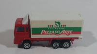 Majorette No. 265 Saviem Pizza Del Arte Restaurant Food Delivery Container Truck Red and White Die Cast Toy Car Vehicle with Opening Rear Door