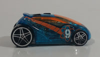 2009 Hot Wheels Tire Tread Raceway Vandetta Blue #9 Die Cast Toy Car Vehicle