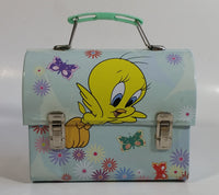 Warner Bros. Looney Tunes Tweety Bird Cartoon Character Small Light Green Tin Metal Lunch Box Carrying Case Container