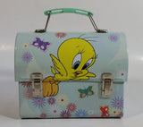 Warner Bros. Looney Tunes Tweety Bird Cartoon Character Small Light Green Tin Metal Lunch Box Carrying Case Container