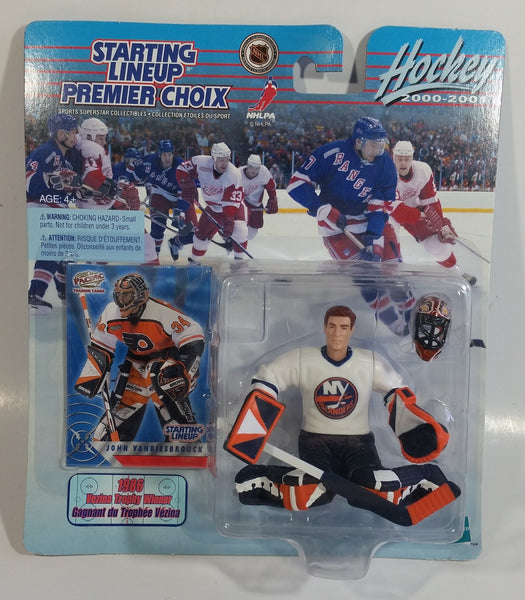 2000 - 2001 Hasbro Starting Lineup NHL Ice Hockey Player Goalie John Vanbiesbrouck NY Islanders and Philadelphia Flyers 1986 Vezina Trophy Winner  Action Figure and Pacific Trading Card New in Package