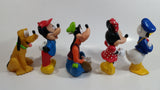 Walt Disney Mickey Mouse, Minnie Mouse, Pluto, Goofy, and Donald Duck 5" to 6" Tall Hard Rubber Toy Figures Set of 5