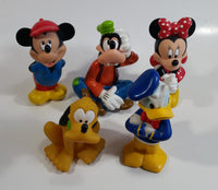 Walt Disney Mickey Mouse, Minnie Mouse, Pluto, Goofy, and Donald Duck 5" to 6" Tall Hard Rubber Toy Figures Set of 5