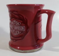 Harley Davidson Motor Cycles Embossed Logo Pink with Flames Heavy Ceramic Coffee Mug Cup