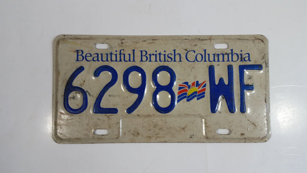 Beautiful British Columbia White with Blue Letters Vehicle License Plate 6298 WF