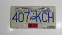 Beautiful British Columbia White with Blue Letters Vehicle License Plate 407 KCH