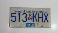 Beautiful British Columbia White with Blue Letters Vehicle License Plate 513 KHX