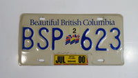 Beautiful British Columbia White with Blue Letters Vehicle License Plate BSP 623