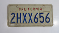 1990-95 California in Red on White with Blue Letters Vehicle License Plate 2HXX656