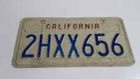 1990-95 California in Red on White with Blue Letters Vehicle License Plate 2HXX656