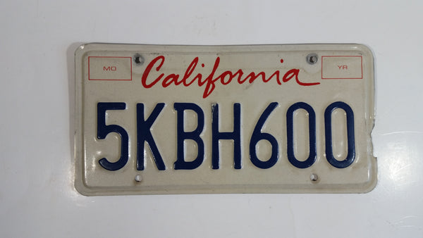 1996-97 California in Red on White with Blue Letters Vehicle License Plate 5KBH600