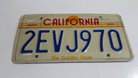 1982-1989 California in Red with Yellow Sun, Stripes and The Golden State on White with Blue Letters Vehicle License Plate 2EVJ970