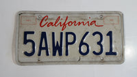 1996-97 California in Red on White with Blue Letters Vehicle License Plate 5AWP631