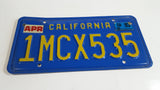 1980 to 1982 California Blue with Yellow Letters Vehicle License Plate 1MCX535