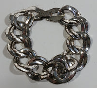 Double Hoop Style 7 1/2" Long Metal Bracelet