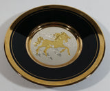 Vintage Rare Art of Chokin Unicorn in the Clouds Themed Black and Silver with 24K Gold Trim 6" Diameter Decorative Collector Plate