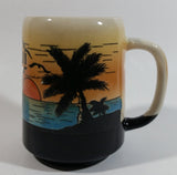 Hawaii Tropical Island Palm Tree Sunset Raised Relief Coffee Mug