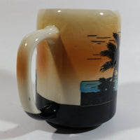 Hawaii Tropical Island Palm Tree Sunset Raised Relief Coffee Mug