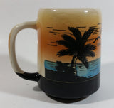 Hawaii Tropical Island Palm Tree Sunset Raised Relief Coffee Mug