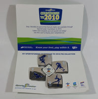 2010 Vancouver Olympic Games Countdown 5 Pin Puzzle Shaped Set Snowboarding Hockey Downhill Skiing and Figure Skating