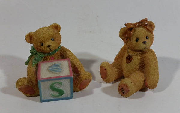 1995 and 1996 Enesco Priscilla Hamilton #1584885 and #239860 Cherished Teddies Letter Block S and Other Decorative Ornament Figures