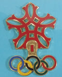 Calgary Olympic Games Howdy Bear Mascot and Snowflake Olympic Rings Enamel Metal Pins Set of 6