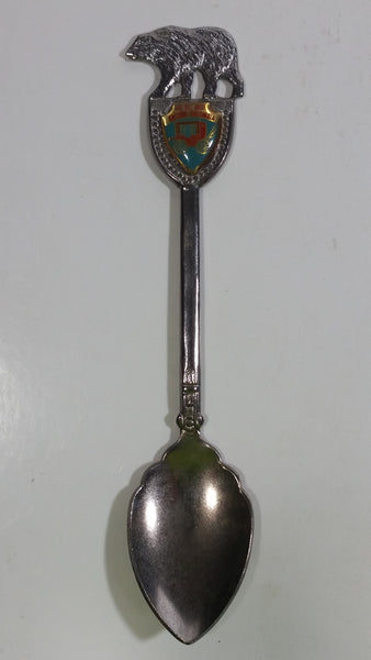 100 Mile House British Columbia Stage Coach and Grizzly Bear Themed Metal Spoon