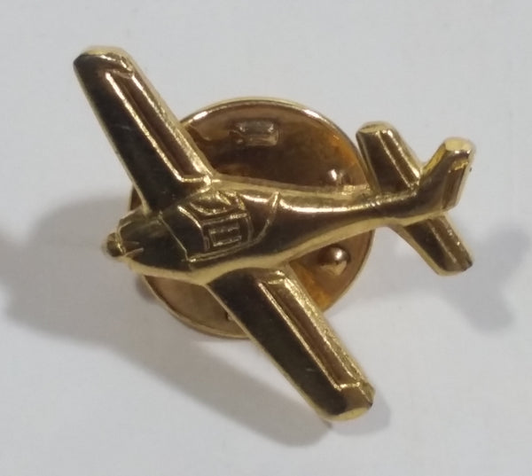 Airplane Plane Shaped Gold Tone Metal Pin