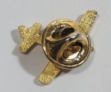 Airplane Plane Shaped Gold Tone Metal Pin