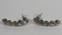 Clear Rhinestone Lightly Curved Earrings