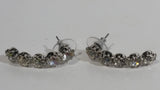 Clear Rhinestone Lightly Curved Earrings