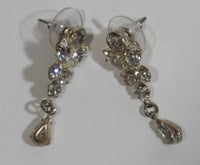 Clear Rhinestone Butterfly Design Dangle Drop Earrings