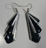 Art Deco Style Black 3 Tier Dangling Earrings