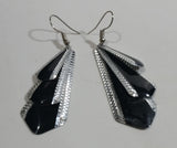 Art Deco Style Black 3 Tier Dangling Earrings