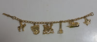 Niagara Falls Canada RCMP Maple Leaf Boat Charm Gold Tone 6" Long Bracelet Travel Souvenir