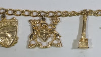 Niagara Falls Canada RCMP Maple Leaf Boat Charm Gold Tone 6" Long Bracelet Travel Souvenir
