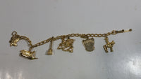 Niagara Falls Canada RCMP Maple Leaf Boat Charm Gold Tone 6" Long Bracelet Travel Souvenir