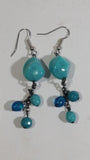 Blue Beaded Dangle Hanging Earrings