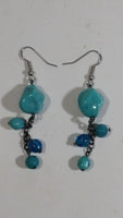 Blue Beaded Dangle Hanging Earrings