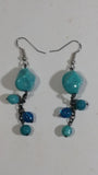 Blue Beaded Dangle Hanging Earrings