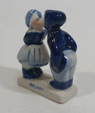 Vintage Delft Blue Holland Dutch Boy and Girl Kissing Hand Painted Ceramic Figurine