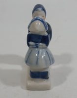 Vintage Delft Blue Holland Dutch Boy and Girl Kissing Hand Painted Ceramic Figurine