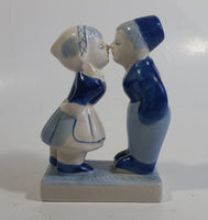 Vintage Delft Blue Holland Dutch Boy and Girl Kissing Hand Painted Ceramic 4 1/2" Tall Figurine