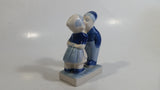 Vintage Delft Blue Holland Dutch Boy and Girl Kissing Hand Painted Ceramic 4 1/2" Tall Figurine