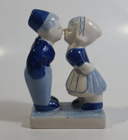 Vintage Delft Blue Holland Dutch Boy and Girl Kissing Hand Painted Ceramic 4 1/2" Tall Figurine