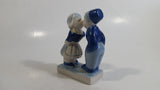 Vintage Delft Blue Holland Dutch Boy and Girl Kissing Hand Painted Ceramic 4 1/2" Tall Figurine