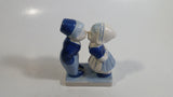 Vintage Delft Blue Holland Dutch Boy and Girl Kissing Hand Painted Ceramic 4 1/2" Tall Figurine