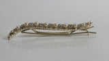 Clear Rhinestone and Faux Pearl Gold Tone Costume Jewelry Brooch